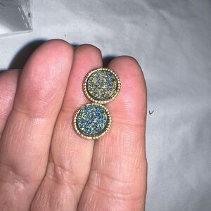 Blue Iridescent Druzy Studs‎